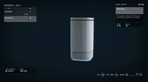 Item purchase screen from vendor